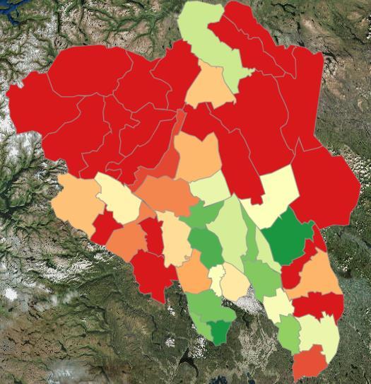 Befolkningsutvikling i 2026 uten innvandring (MMM0) MMM0 i 2026 Hedmark (%) Oppland (%) Elverum 5,1 Lunner 5,3 Hamar 3,2 Gjøvik 4,1 Stange 3,1 Lillehammer 3,6 Sør-Odal 2,8 Gran