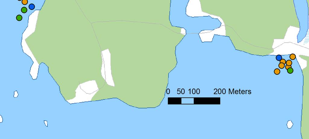 Østøya Mellomøya Figur 4. Oversiktskart over prøvetakingsstasjonene ved Mellomøya og Østøya med tilstandsklasser for Cu i overflatesedimentet.