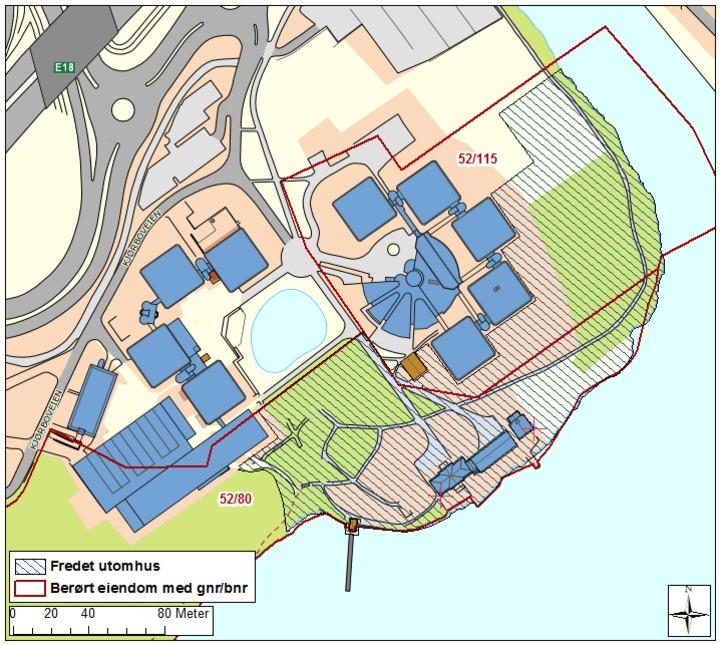 Side 6 UTOMHUS Bygningsnr: Gnr/bnr: 52/153 Oppført: AskeladdenID: 86121-2 Referanse i landsverneplanen: Bygning 9903515 Fredning utomhus Fredningen omfatter hage- og parkanlegget, dam og terrasse med