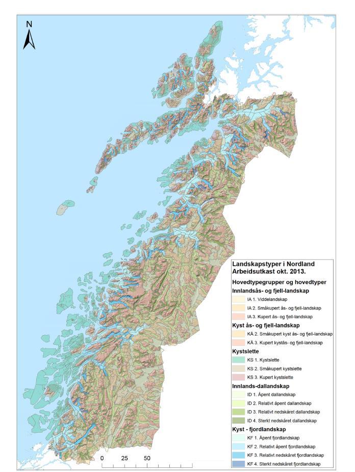 Naturtyper i Norge Landskap (kandidat) Kartlagt i Nordland Resten av Norge i 2016-2017 Inndeling i landskapstyper på flere nivå Modellert datasett Heldekkende