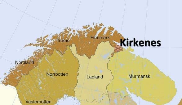 Figur 1 Kirkenes er et geografisk midtpunkt i Barentsregionen.
