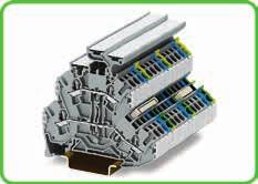 T@ 2-etasjes rekkeklemmer 2,5 (4) mm 2 Serie 2002 0,25 2,5 (4) mm 2 AWG 22 12 500 V/6 kv/3 24 A (28 A) Klemmebredde 5,2 mm / 0.205 in L 10 12 mm / 0.