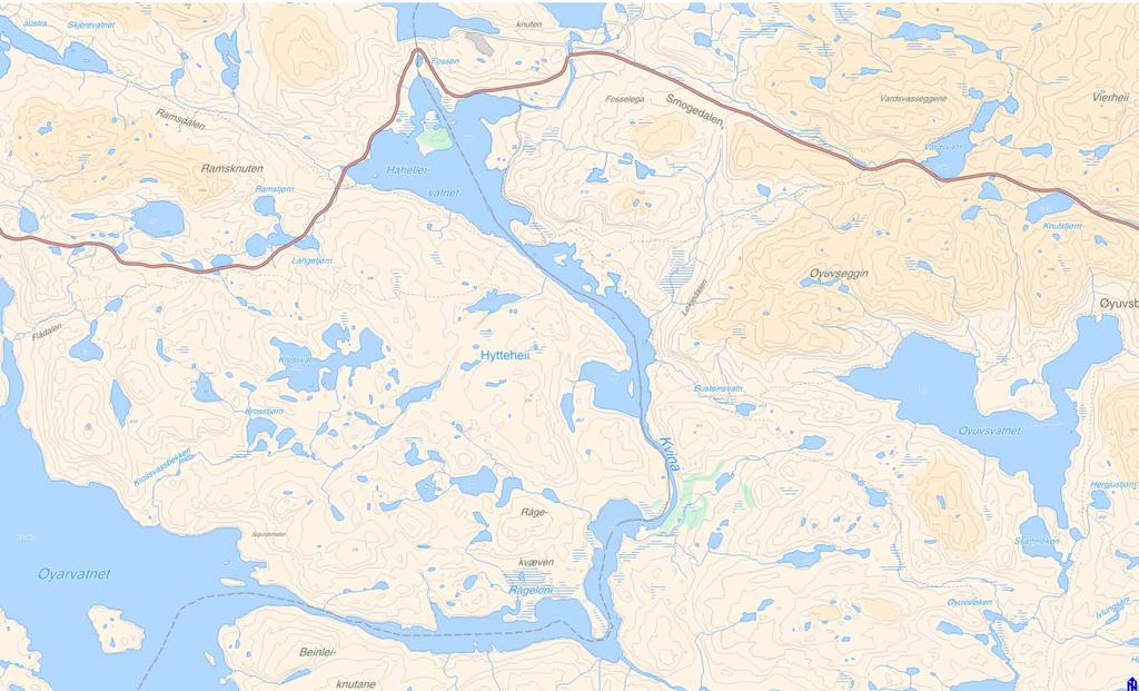 HÅHELLERVATN Oversiktskart over Håhellervatnet. Håhellervatn ligger i Kvina, rett nedstrøms dammen på Roskreppfjord. VM 1270 Håhellervatn hadde før reguleringen en middelvannføring på 17.7 m 3 /s.