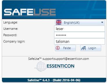 Login Login through intranet or https://safeuse.essenticon.