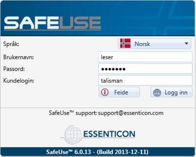 Pålogging Pålogging via intranett eller https://safeuse.essenticon.