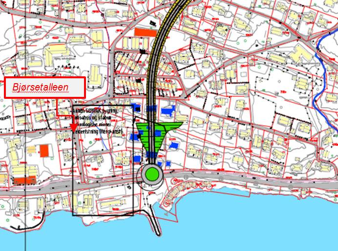DOK. NR.: REV.: DATO: 24.04.2013 Side 21 av 60 4.1.1 Alternativ Bjørset Figur 4-3: Kart viser et mulig påhuggsområde ca. 100 m øst for Bjørsetalleen.