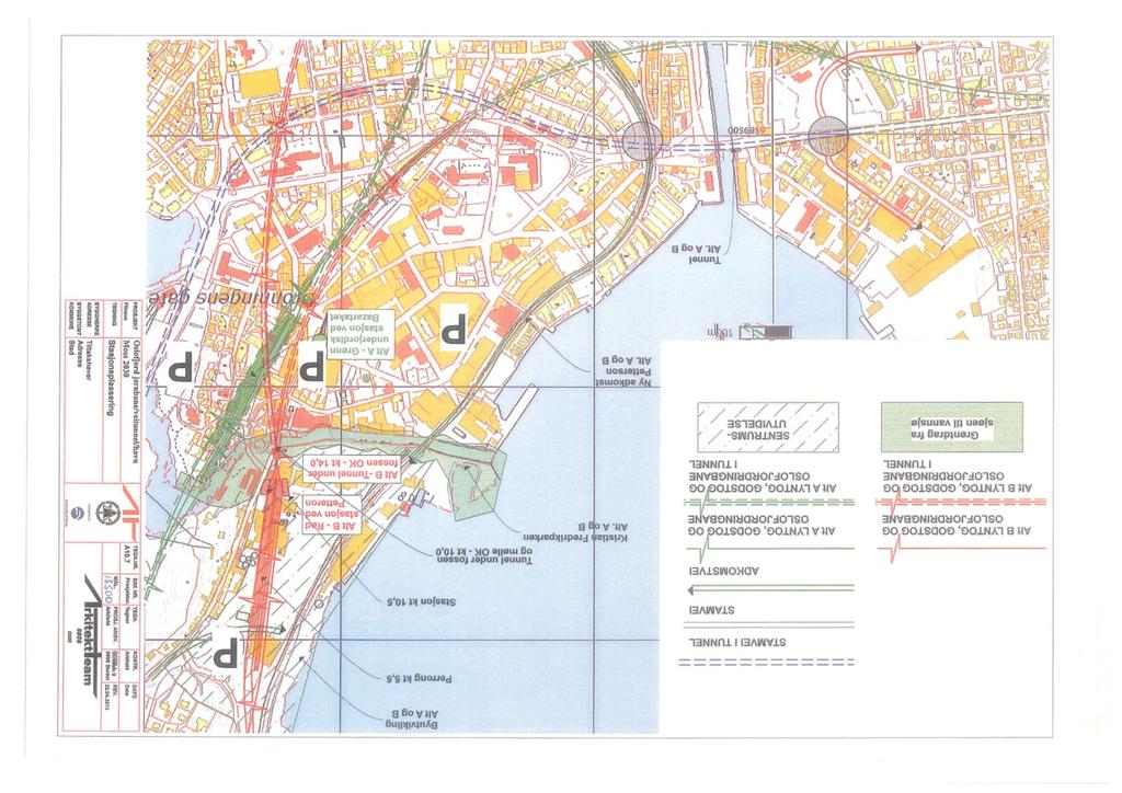 Figur 1 Tegning utelatt fra innspillene I vårt innspill på vegne av eierne av Værlegt 10 sto: Planinitiativet viser at det forsøkes å trekke stasjonen nærmere sentrum enn forutsatt i alle tidligere