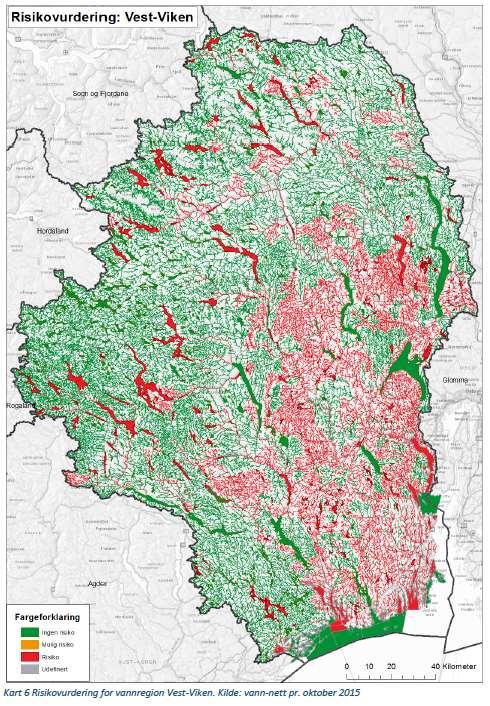 Analyse av jordbrukspåvirkning NIBIO, GIS-analyser viser at over halvparten av 3000 norske bekker og elver må vurderes på nytt.