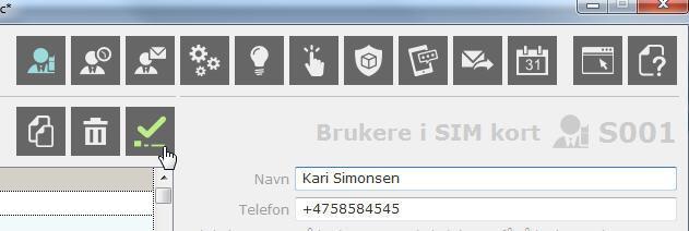 4. Brukere på SIM-kortet (Brukergruppe 1) Faste brukere legges på SIM kortet (maks 250). Disse virker til de blir slettet (ingen mulighet for tidsbegrensning på disse). Fyll ut navn og telefonnummer.