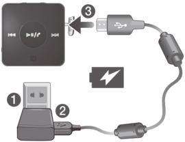 Slik lader du batteriet 1 Plugg den ene enden av USB-kabelen inn i laderen (eller USB-porten på en datamaskin).