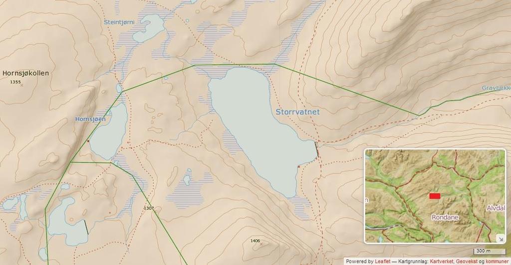 2 Områdebeskrivelse Storrvatnet er 656 daa og befinner seg på 1221 m.o.h. i Dovre kommune, Oppland.