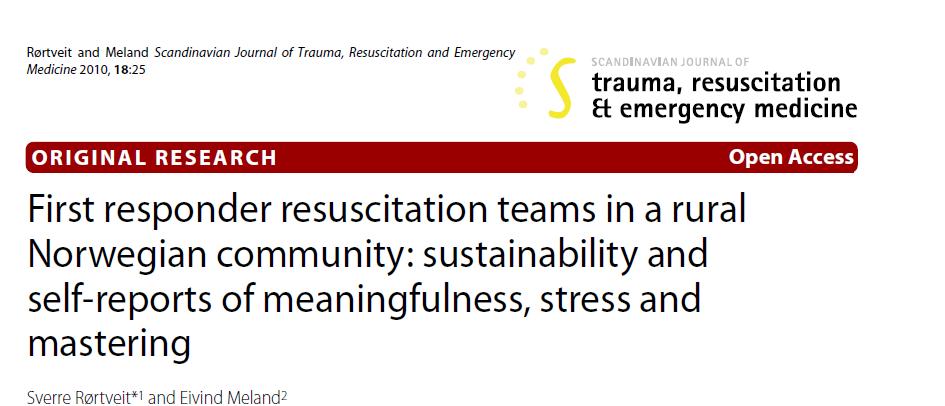 Studie 2, Akutthjelparstudien Scandinavian Journal of Trauma,