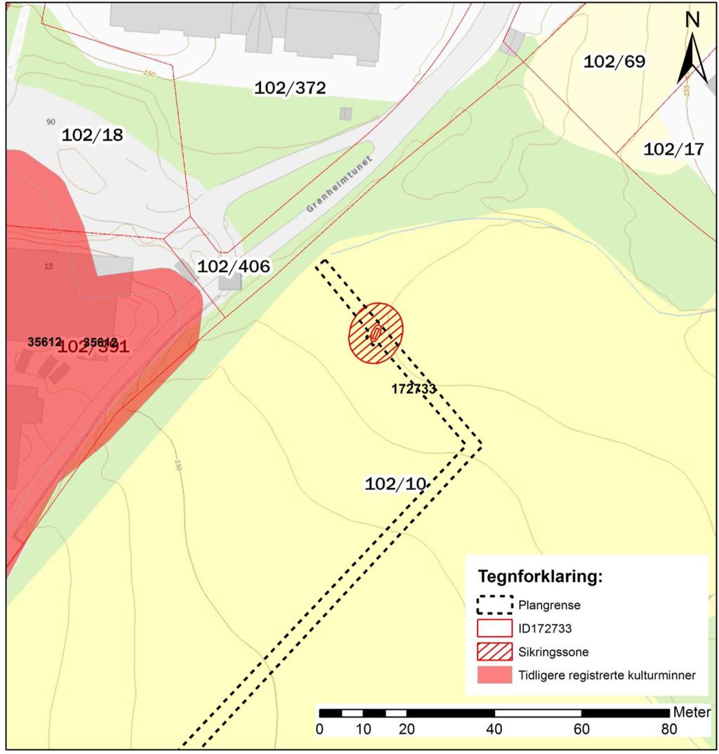 Idnr 172733. Bosetning- og aktivitetsområde fra eldre bronsealder på Solberg gbnr. 102/10. Lokalitetsbeskrivelse Lokaliteten består av en nedgravning/grøft.