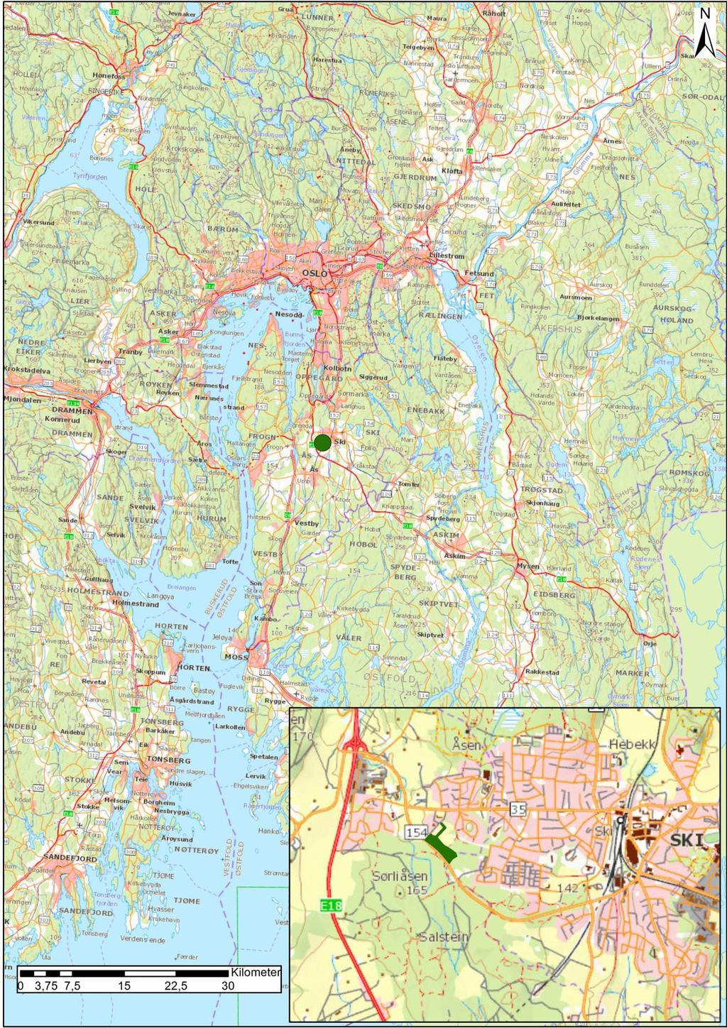 Kart 1: Lokalisering av planområdet i