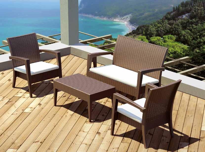 Mykonos Lounge Set Mykonos salong-settet er laget av slitesterk, værbestandig harpiks,