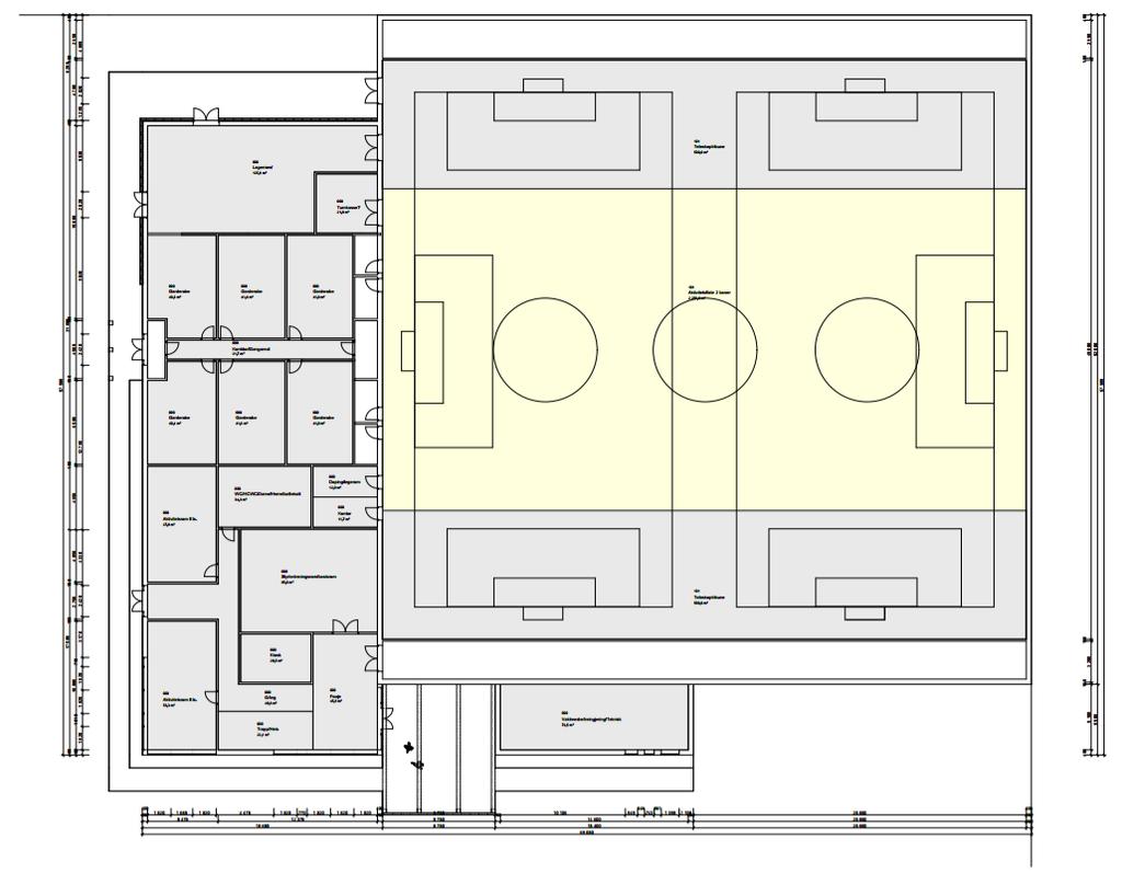 til elitehall med 2000 sitjeplassar 51 x 52 meter, 9 meter