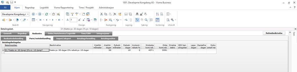 Nytt i vindu 222. Betalingsformidling Oversikt over beregnet rabatt I Visma Business finnes det logikk for automatisk rabatthåndtering.