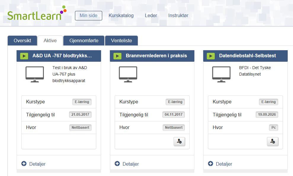 Her finner du brukerveiledning for «Min side og kurskatalog», «Ledermodul» og «Instruktørmodul». 2.