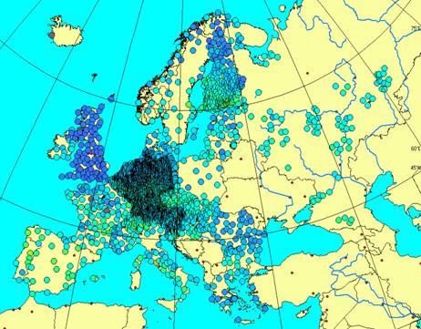 Tilgang til målenettverk Totalt er det over 4000 målestasjonar som måler strålingar i omgjevnadane i Europa.