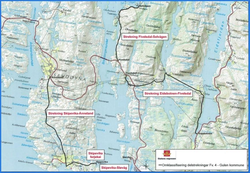 Side 3 av 5 Dersom ein kan få til ei løysing med ny veg, meiner kommunen at fv. frå Skipavika til Ånneland kan nedklassifiserast til kommunal veg. Den 28.