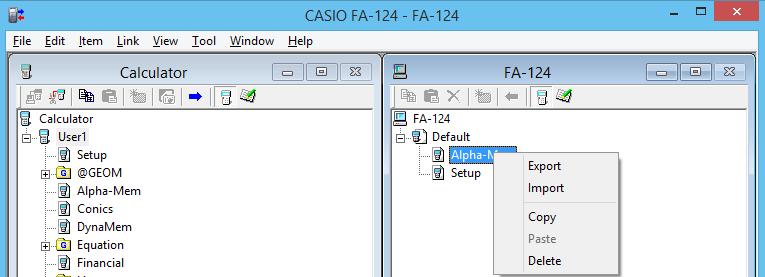 3. Overføre data mellom en datamaskin og en kalkulator i fx-9860g-serien/fx-9750gii/fx-7400gii k Høyreklikke