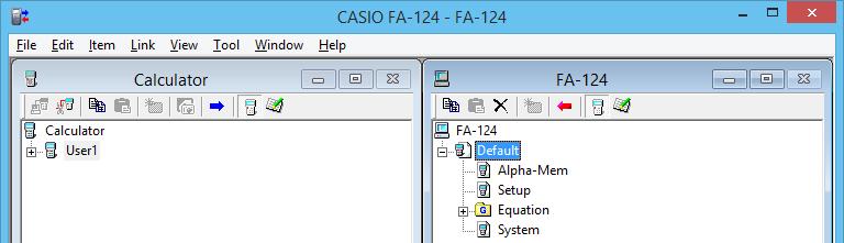 3. Overføre data mellom en datamaskin og en kalkulator i fx-9860g-serien/fx-9750gii/fx-7400gii Hvis du dobbeltklikker et flash-bilde eller minnebilde i FA-124-vinduet, vises datagruppen som bildet
