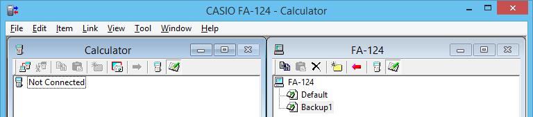 Når dataoverføringen er ferdig, klikker du (Frakoble) i verktøylinjen i Calculator-vinduet. Datamaskinskjermen vil vise følgende.