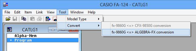(Se «Overføre filer fra datamaskinen til kalkulatoren» på side Nr-40.) ukonvertere fra ALGEBRA FX-serien eller CFX-9850G/fx-7400G-serien til fx-9860g-serien/fx- 9750GII/fx-7400GII 1.