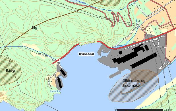 Figur 8. Registrerte viltområder nær tiltaket. Kilde: Naturbase Det hekker flere ordinære fuglearter i tilknytning til tiltaksområdet.