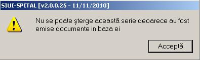 Pentru modificarea unei serii, Utilizatorul selectează cu ajutorul mouse-ului o serie din fereastra cu lista seriilor şi apasă butonul Modifică.