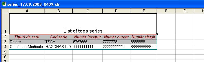 La terminarea initializarii se deschide fişierul Excel astfel creat. Figura 5.3-36 Fereastra Export Excel 5.3.12.