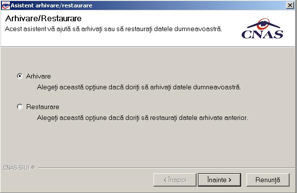 Arhivare/Restaurare La apelarea acestui