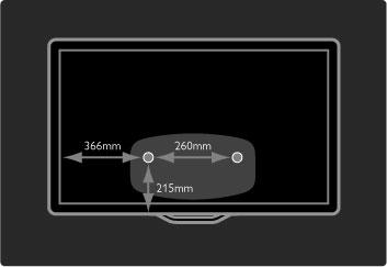 TVen er montert i riktig høyde hvis øynene dine er i samme høyde som midten på skjermen når du sitter. Avstanden mellom de to festepunktene er 260 mm (42PFL6705).