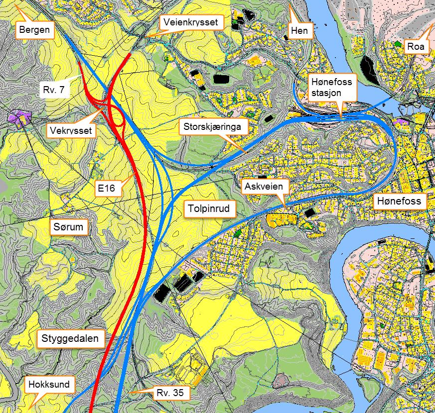 STREKNING 5 Hønefoss stasjon et knutepunkt for flere møtende baner Lokaltog Randsfjordbanen Ringeriksbanen Bergensbanen Godstog Alnabru