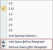 به کمک گزینه Add Space Before Paragraph می تونید فاصله ای رو قبل از پاراگراف جاری و Add Space After Paragraph فاصله بعد از پاراگراف جاری رو ایجاد کنید.