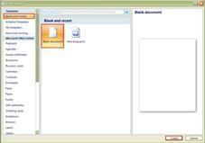 در گزینه New شما می توانید از یک Blank Document استفاده نمایید که در این حالت