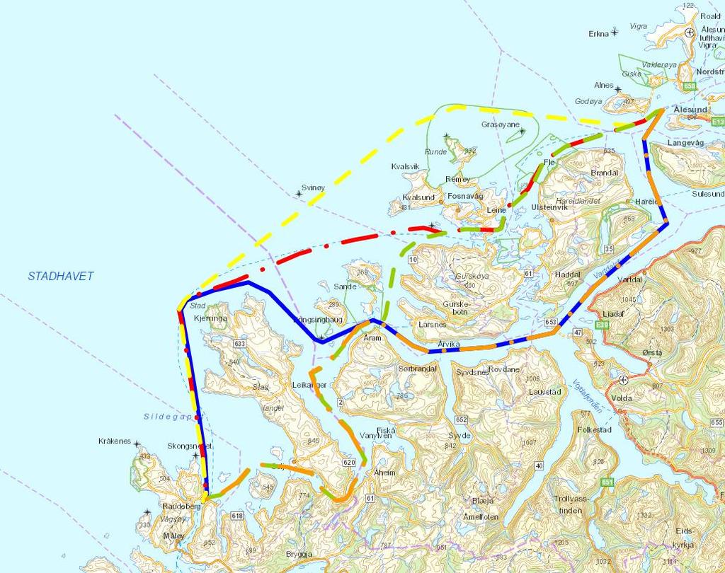 4 BEREGNINGSGRUNNLAG 4.1 Analyseområde Analyseområdet for denne risikoanalysen er farleden mellom Ålesund og Måløy.