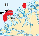 Figur 5-4: Utklipp av farlig område i «Den norske los». I analyseområdet er Stad og Breisundet nevnt spesielt.