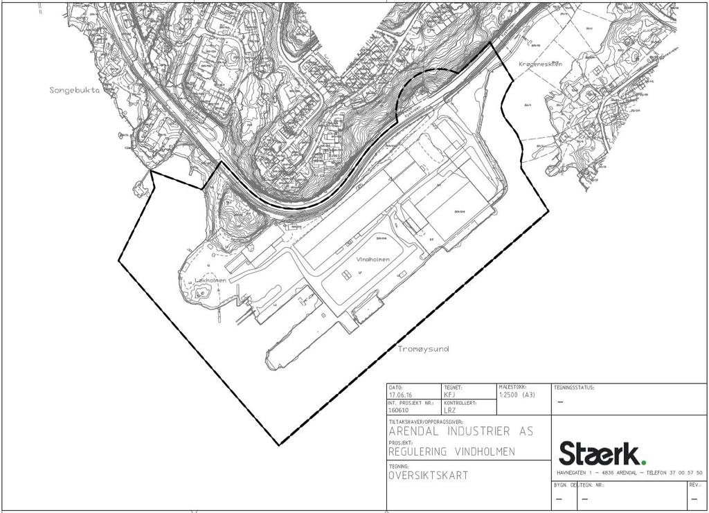 1.4 Planavgrensning Foreslått planavgrensning følger eiendomsgrenser og avgrensing mot eksisterende reguleringsplan for Krøgenes i øst.