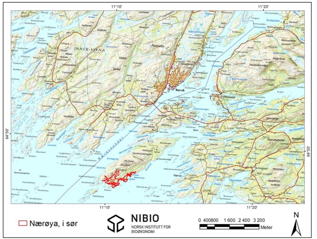 Nærøya, i sør Innledning Lokaliteten «BN00037547 Nærøya, i sør» i Nærøy kommune består av et større variert område med flere naturtyper, mange av dem truet.
