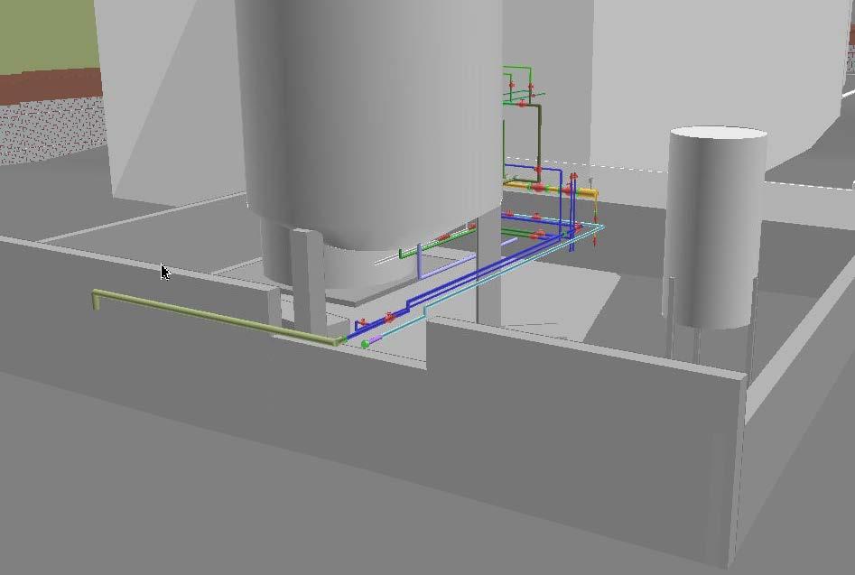 Figur 5: Nærbilde av fangdam under LNG lagertank (VCS25000), fordamper og væskeseparator (VT1).
