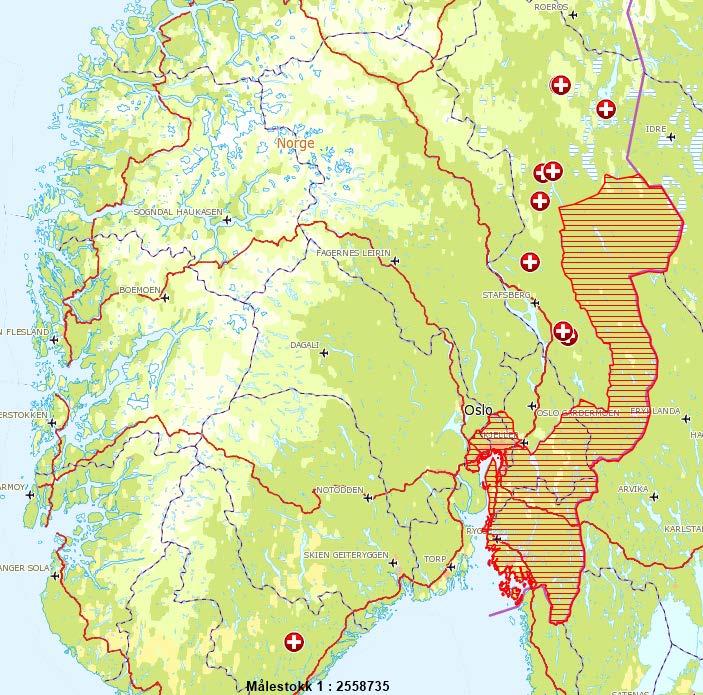 Sak 12/2017 Vurdering av lisensfelling av jerv og ulv i 2016/2017 Side 6 av 8 Figur 4. Ulv felt i Sør-Norge siden 1. oktober 2016. Skravert område viser forvaltningsområde for ulv (ulvesonen).
