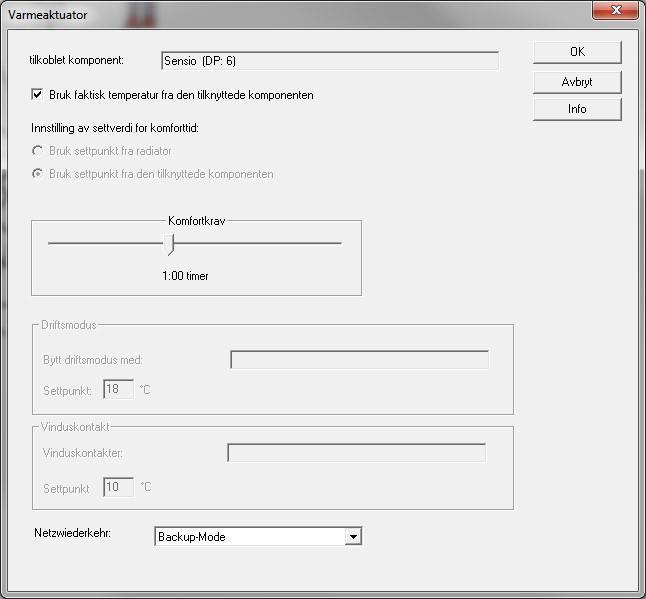 5.3.3 Dimplex ovnmodul Dimplex ovnmodulen kan settes opp på to måter. Enten styrt av intern temperatur, eller fra ekstern temperaturgiver.