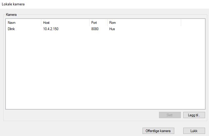 6.2.2.4.1 Kamera 6.2.3.3.3 Legg til Her kan du legge inn adresse, port, brukernavn og passord til kamera.