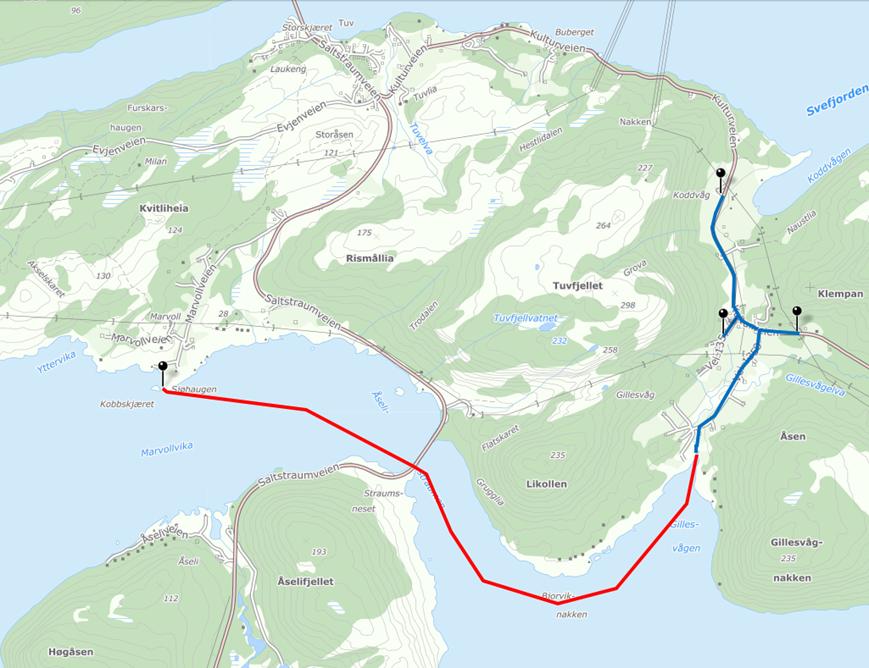 Dette alternativet omfatter sjøledning fra Marvoll vannbehandlingsanlegg til Gillesvåg via Åseli. Det er flere faktorer som spiller inn for hvorvidt dette alternativet kan la seg gjennomføre, f.eks.
