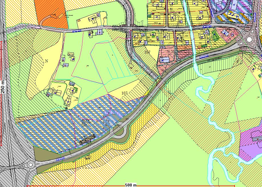 På kartet til høyre er både planforslaget og kommuneplanens