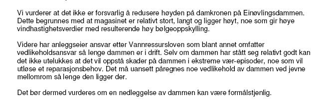 SENKING ELLER FJERNING AV DAMMEN? Sweco-rapport 02.09.