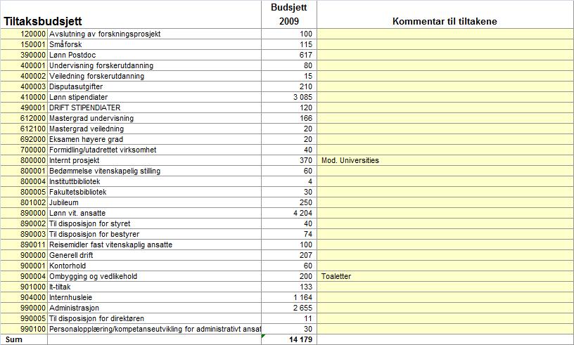 Budsjettet viser et underskudd på kr 862.000 isolert for året. På grunn av overføring av 1.670.000 fra 2008 gir budsjettet et positivt resultat på kr 808.000 ved årets slutt.