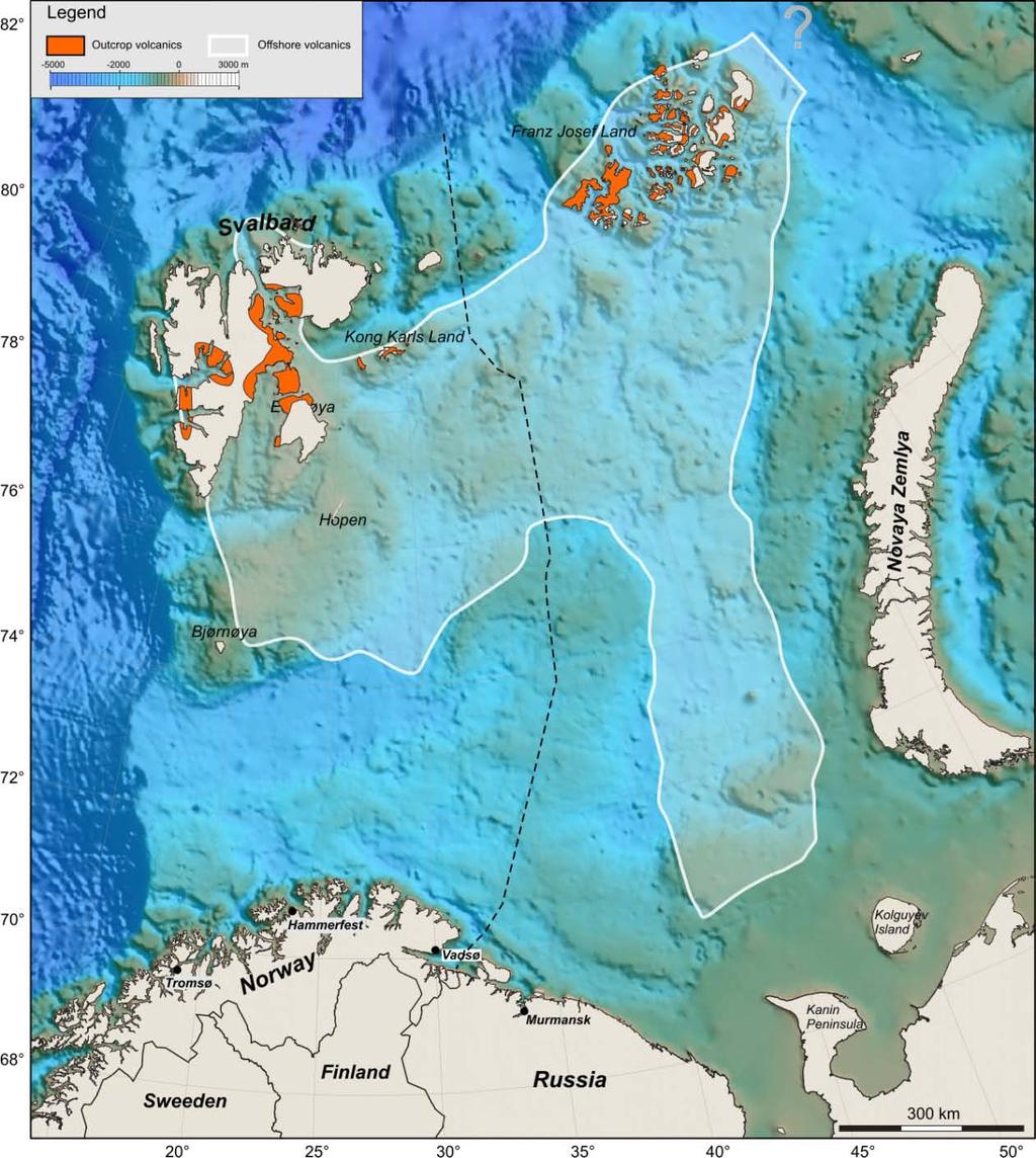av Barentshavet (både lava og intrusjoner) Tilførsel av ekstra