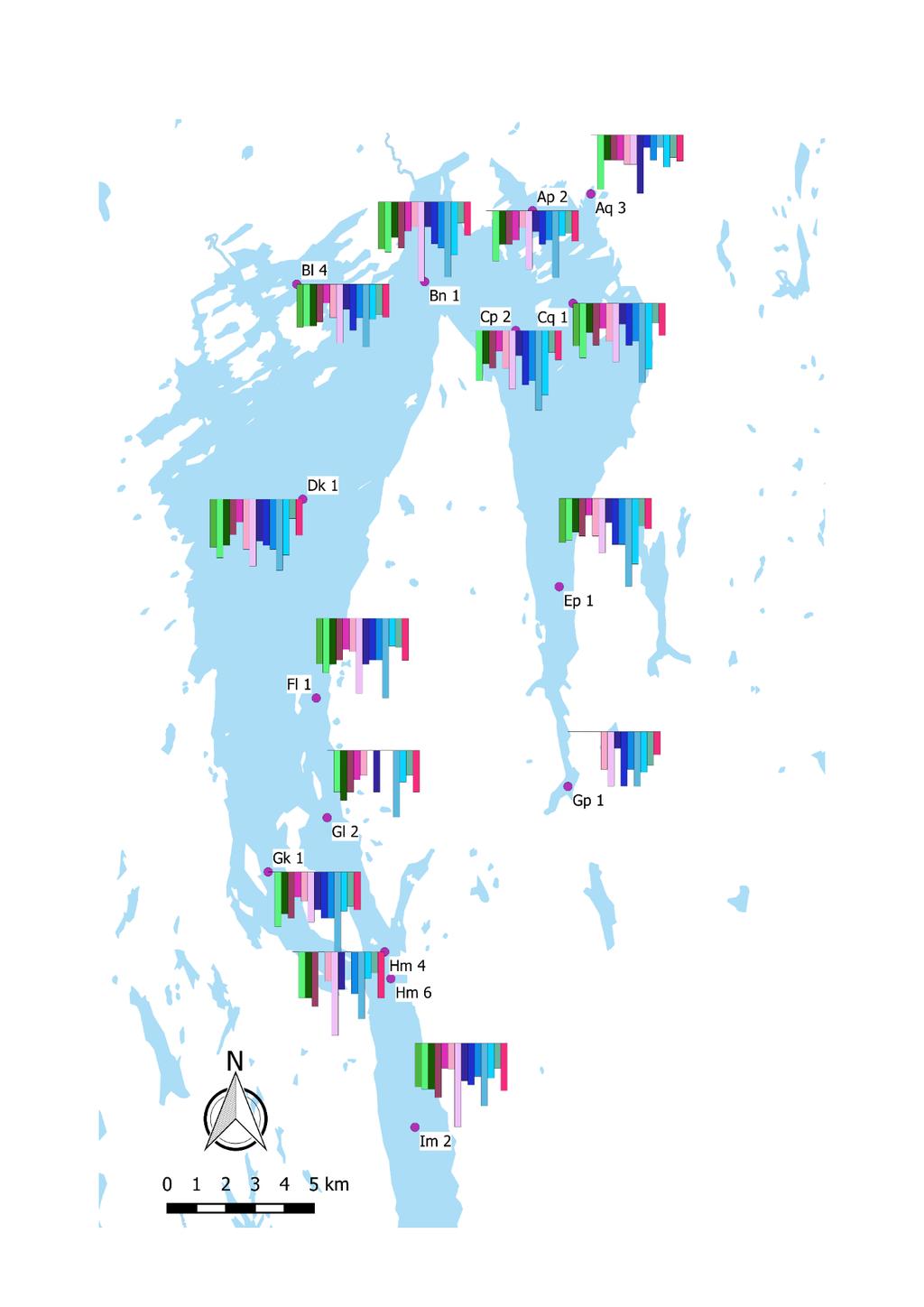 Figuren til venstre viser gjennomsnittlig siktedyp målt hver mai måned i årene 2005-2017 samt middelverdien for mai i perioden 1990-2001 (NIVA, 2014).